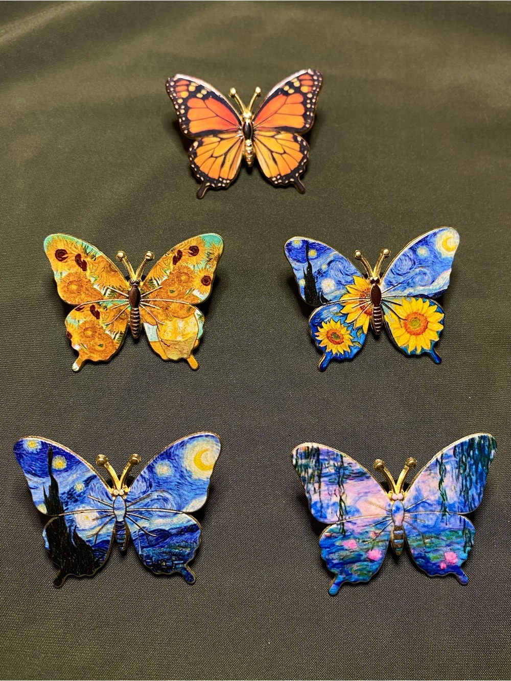 Butterfly Pins or Magnets with Impressionist Art Masterpieces - Choose One